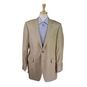 MySuit Custom Made Tan 100% Linen 2-Btn Blazer Jacket 44R
